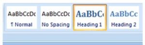 Styles which can be chosen from Microsoft Word when formatting a document.
