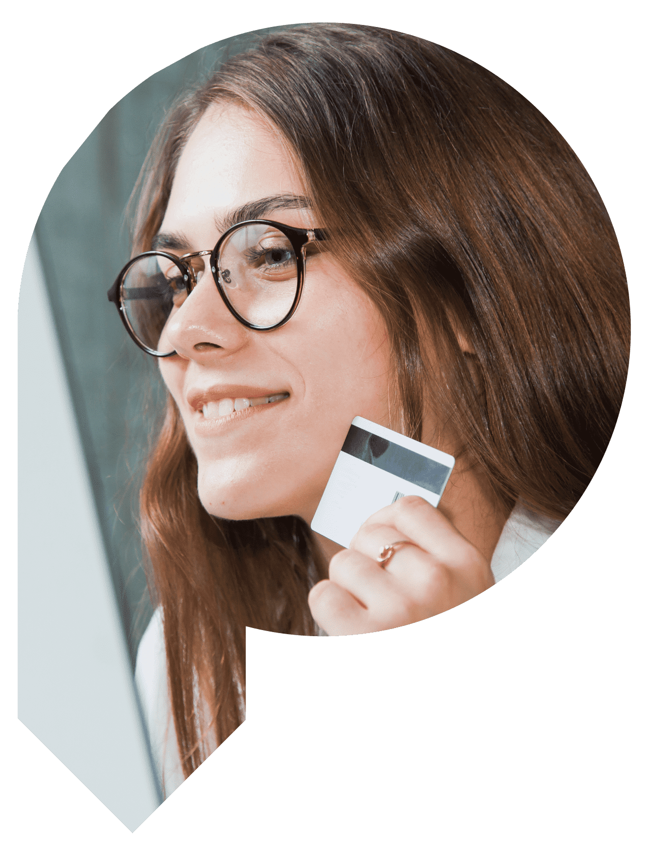 Student holding a payment card